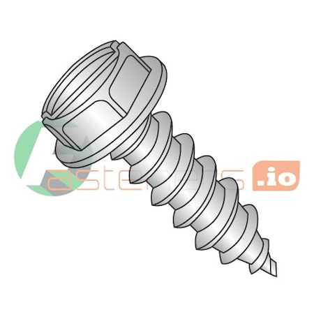 Sheet Metal Screw, #6 x 3/4 in, 18-8 Stainless Steel Hex Head Slotted Drive, 5000 PK